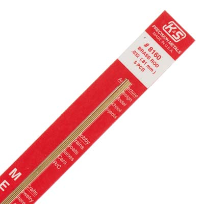 K&S 8160 1/32" x 12" Solid Brass Rod (Pack of 5)