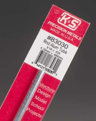 K&S 83030 3/16" x .035" x 12" Square Aluminum Tube