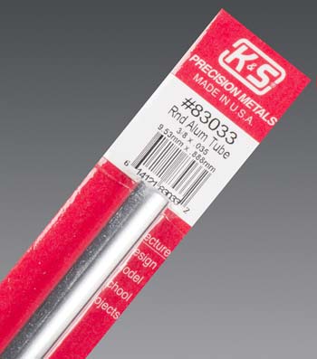 K&S 83033 3/8" x 1/32" x 12" Round Aluminum Tube