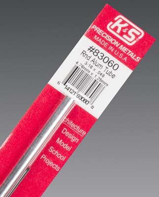 K&S 83060 3/16" x .049" x 12" Round Aluminum Tube