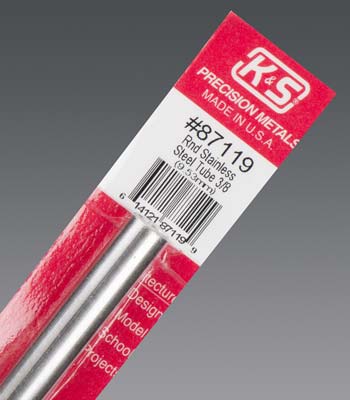 K&S 87119 3/8" x 12" Round Stainless Steel Tube