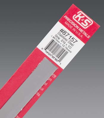 K&S 87157 1/2" x .018" x 12" Stainless Steel Strip