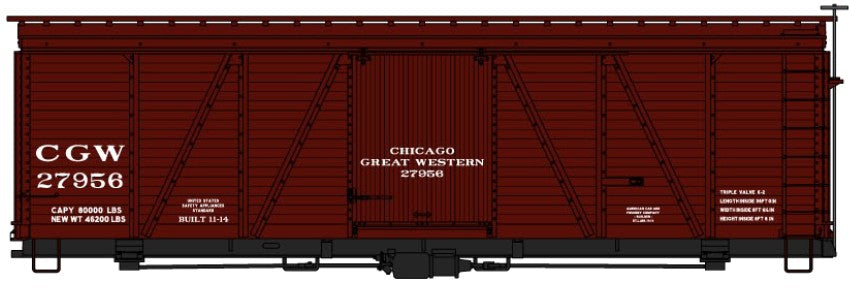 Accurail 1157 HO Chicago Great Western 36' Fowler Wood Boxcar Kit
