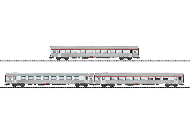 Marklin 41879 HO Set with 3 PBA TEE Express Train Passenger Cars