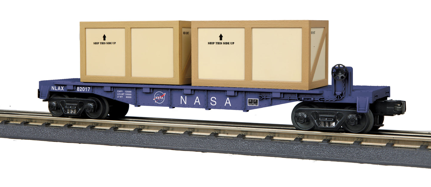 MTH 30-76705 O NASA Flat Car with 2 Crates #82017