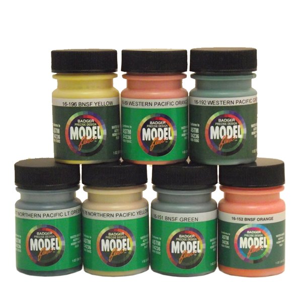 Badger 1716 Pacific Northwest Railroad Modelflex Acrylic Paints #2 (Set of 7)