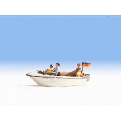 Noch 16820 HO Scale Motorboat with Figures (Set of 4)