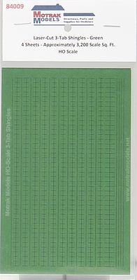 Motrak Models 84009 HO Green Laser-Cut 3-Tab Shingles