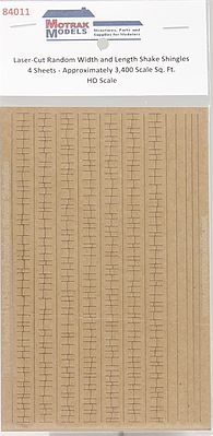 Motrak Models 84011 HO Laser-Cut Random Width/Length Shake Shingles