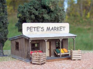 Osborn Model Kits 1062 HO Scale Pete's Produce Stand Laser Cut Wood Kit