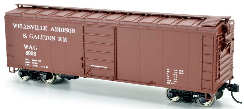Bowser 42465 HO Wellsville Addison & Gatelon 40' Steel Side Boxcar #8008