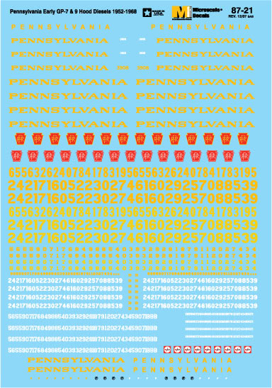 Microscale 60-21 N 1937-1968 Pennsylvania Railroad Diesels Hoods Decal Sheet