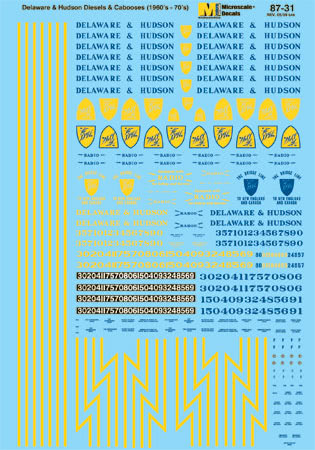 Microscale 87-31 HO Delaware & Hudson Diesels & Cabooses Decal Sheet