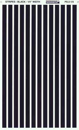 Microscale PS-2-14 1/4" Black Parallel Stripes Waterslide Decal Sheet
