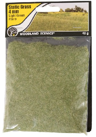 Woodland Scenics FS619 4 mm Light Green Static Grass 1.48 Oz Bag