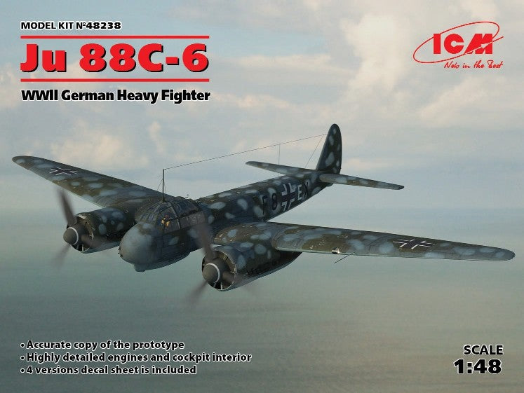 ICM 48238 1:48 WWII German Ju88C6 Heavy Fighter Military Aircraft Plane Kit