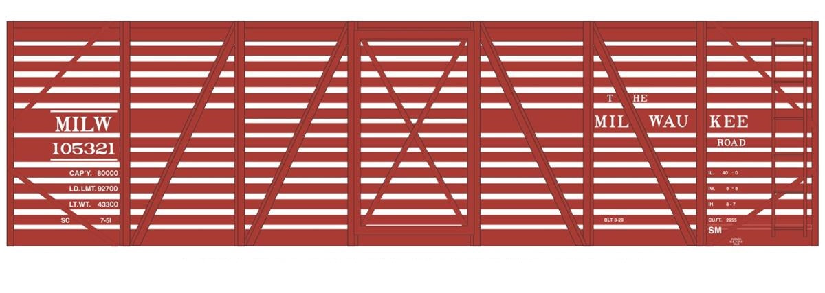 Tichy 10257N N Milwaukee Road 40' Wood Stock Car Railroad Decal Set