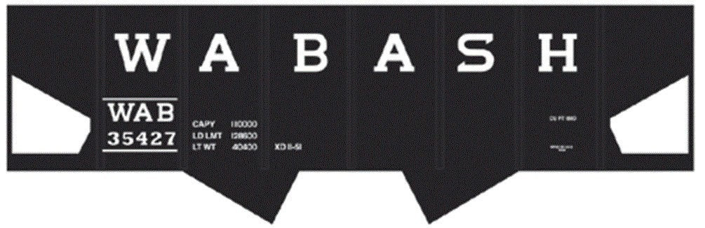 Tichy 10027 HO Wabash USRA 2-Bay Hopper Railroad Decal Set