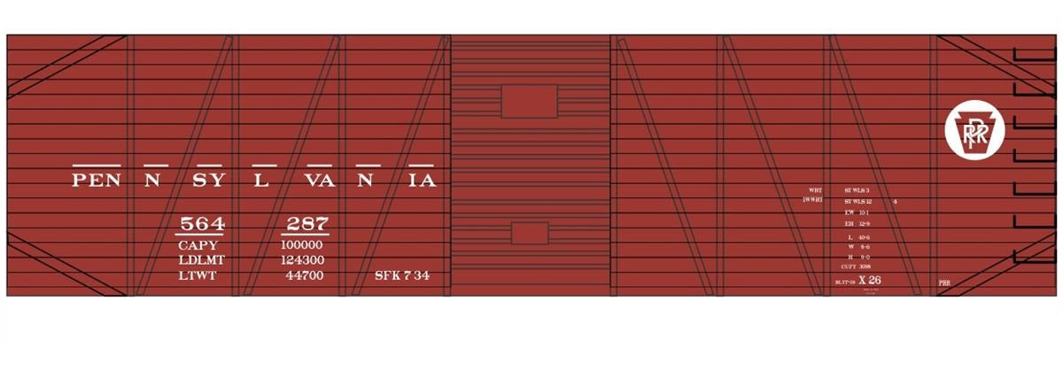 Tichy 10249N N Pennsylvania 40' Single-Sheathed Boxcar Railroad Decal Set
