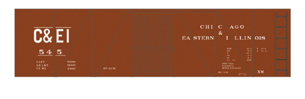 Tichy 10093 HO Chicago and Eastern Illinois 40'' SS Boxcar Decal Set
