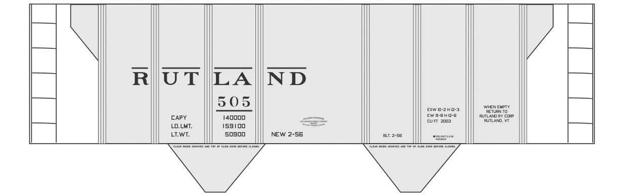 Tichy 10294N N Rutland 2-Bay Covered Hopper (Gray Car) Railroad Decal Set