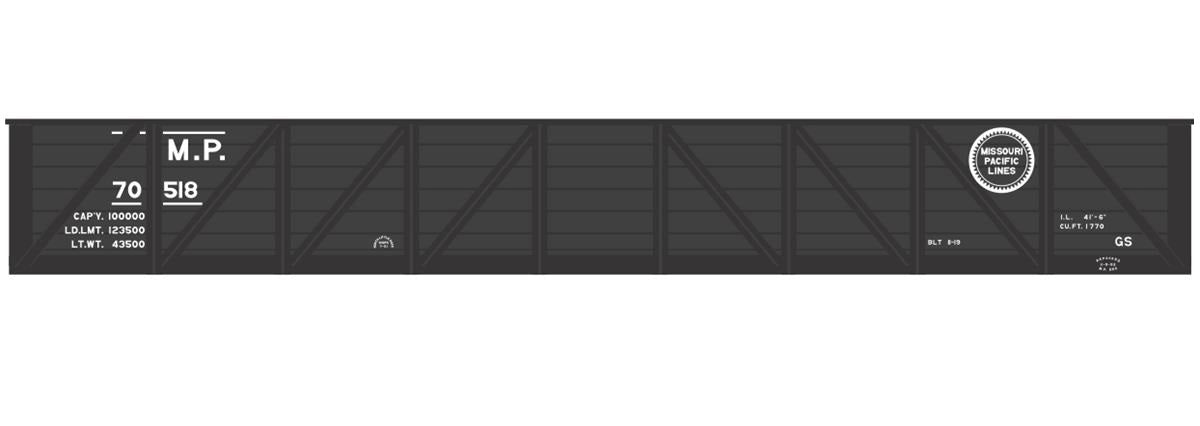 Tichy 10285N N Missouri Pacific 41' 6" Wood Gondola Black Car Railroad Decal Set