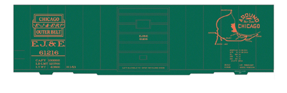 Tichy 10203 HO Elgin, Joliet and Eastern 40'' Steel Boxcar Railroad Decal Set