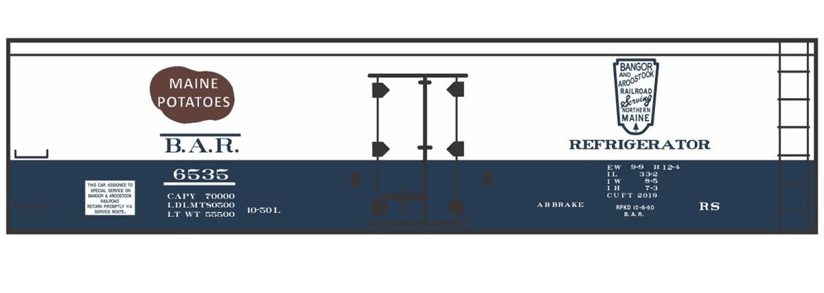 Tichy 10250N N BAR (Maine Potatoes) 40' Wood Reefer Decal Set