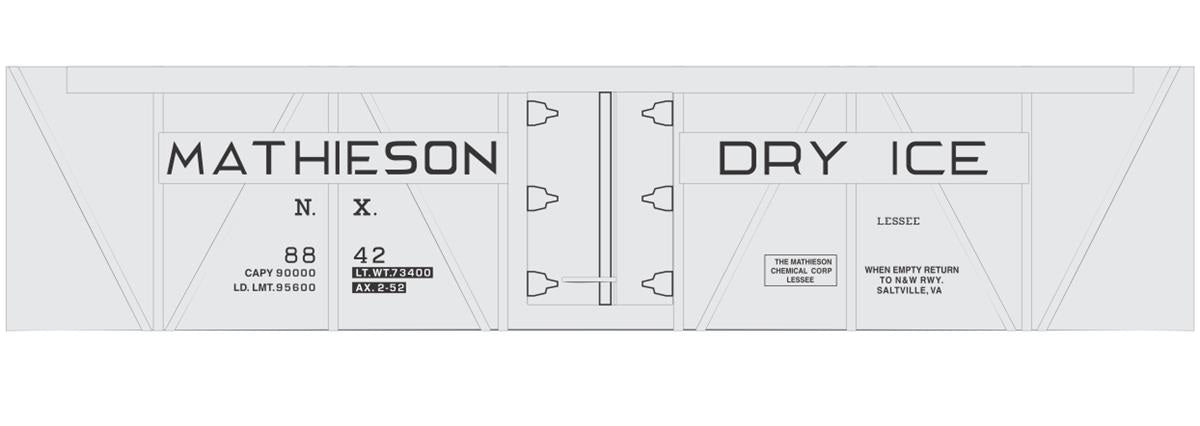 Tichy 10253N N Mathieson Dry Ice 40' Insulated Boxcar Decal Set