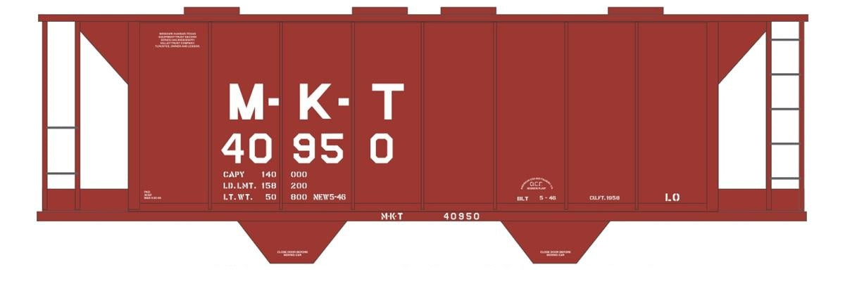 Tichy 10258N N Missouri-Kansas-Texas 1946 Steel Covered Hopper Decal Set