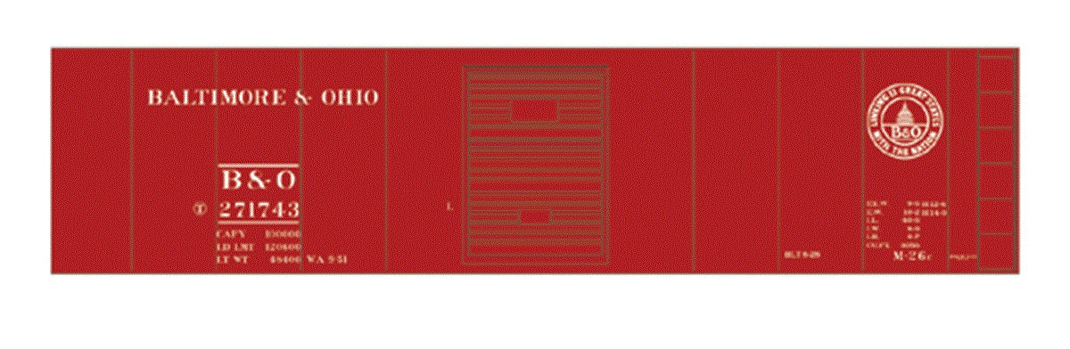 Tichy 10076 HO Baltimore and Ohio Class M26c 40'' Steel Boxcar Decal Set