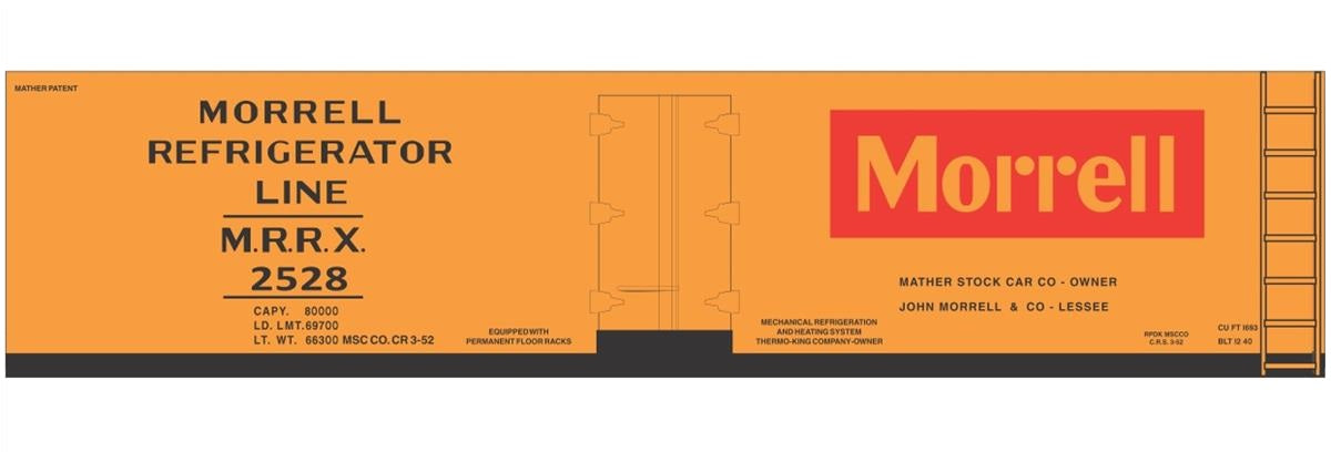 Tichy 10264N N Morrell 40' Wood Reefer Railroad Decal Set