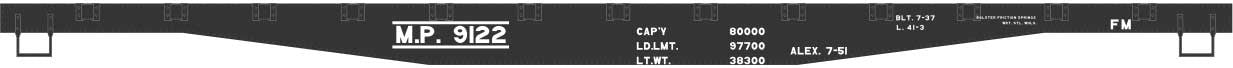 Tichy 10271N N Missouri Pacific 41' Steel Flatcar (Black Car) Railroad Decal Set