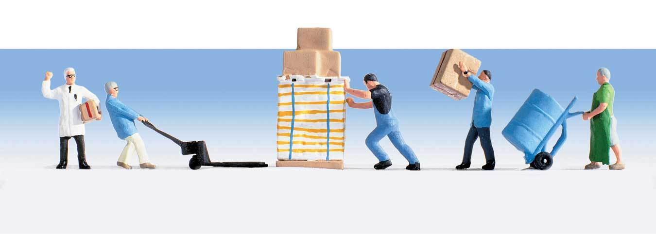 Walthers 949-6064 HO Warehouse Workers and Accessories (Set of 5)