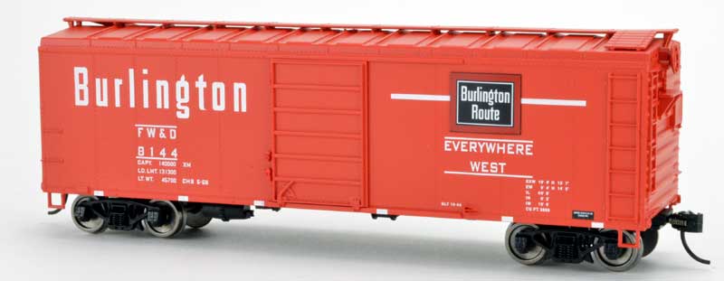 Bowser 42837 HO Burlington 40' Steel Side Box Car Ready-To-Run #8038