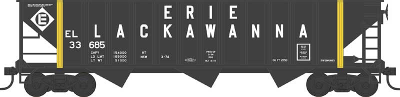 Bowser 42916 HO Erie Lackawanna 70 Ton 12 Panel Triple Hopper Car RTR #33617