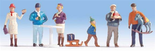 Walthers 949-6069 HO Holiday Shoppers Wearing Winter Clothes (Set of 6)