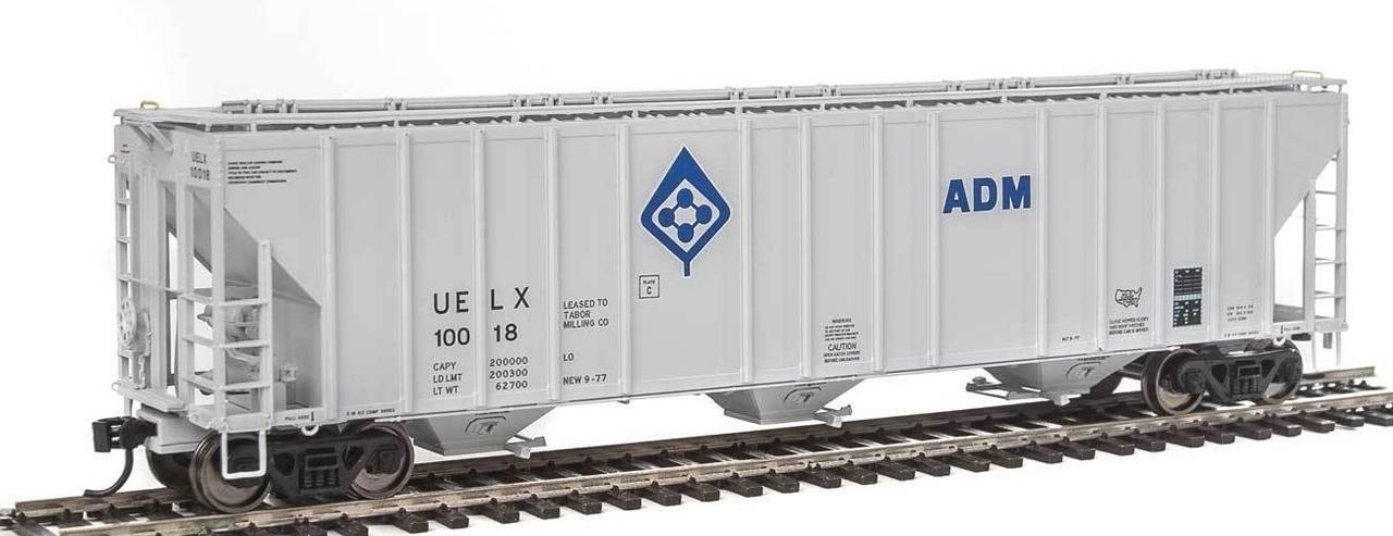 Walthers 920-106122 HO ADM/UELX 55' Evans 4780 3-Bay Covered Hopper #10018
