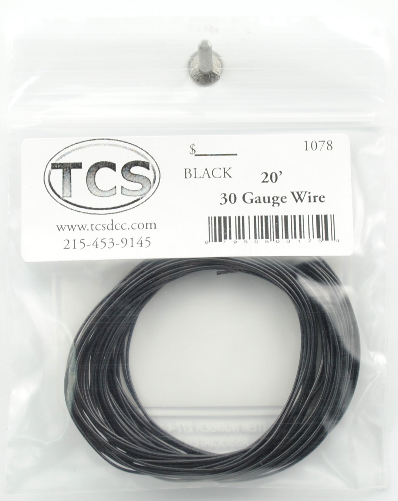 Train Control Systems 1078 Black 20' of 30 Gauge Wire