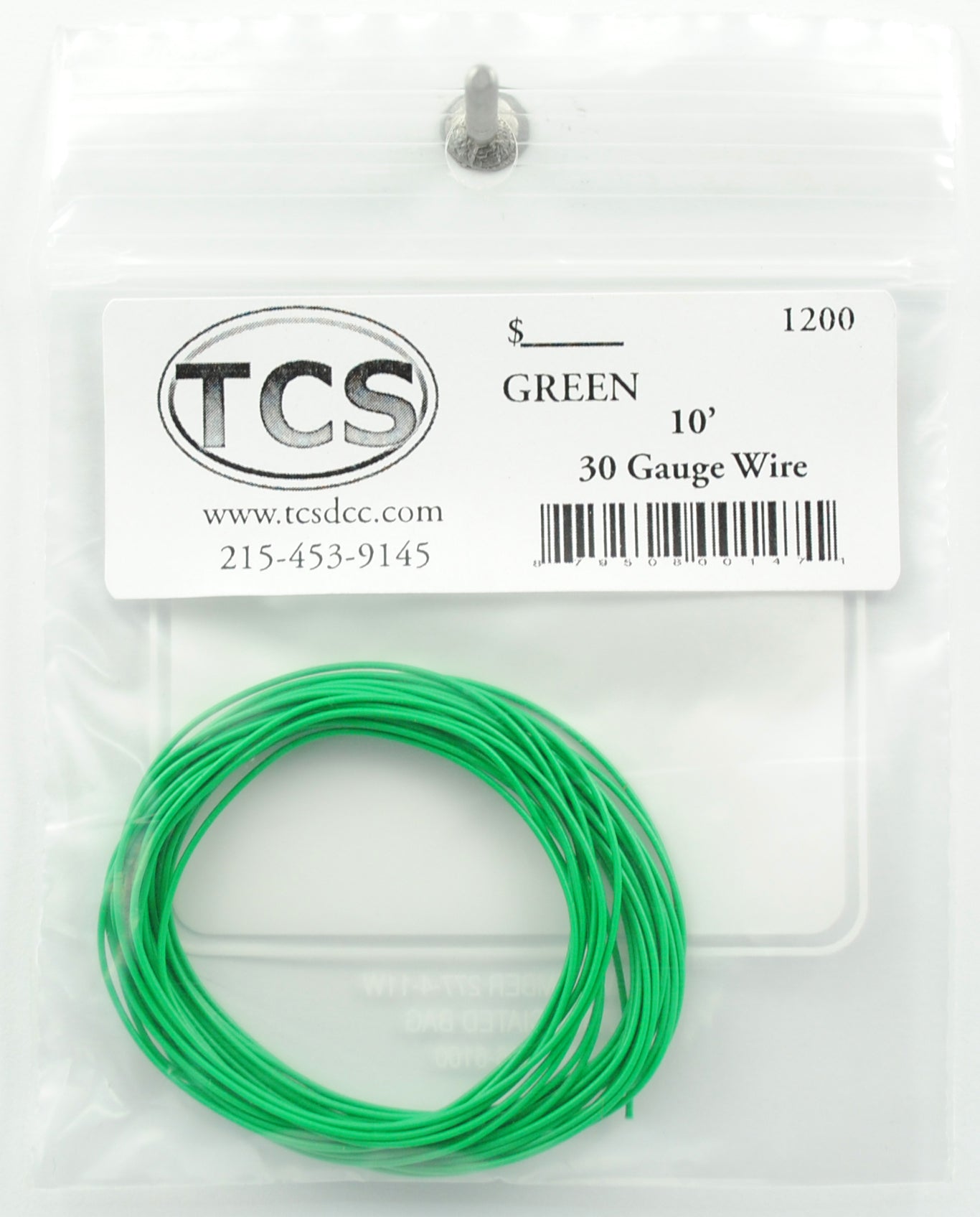 Train Control Systems 1200 10' of 30 Gauge Wire, Green