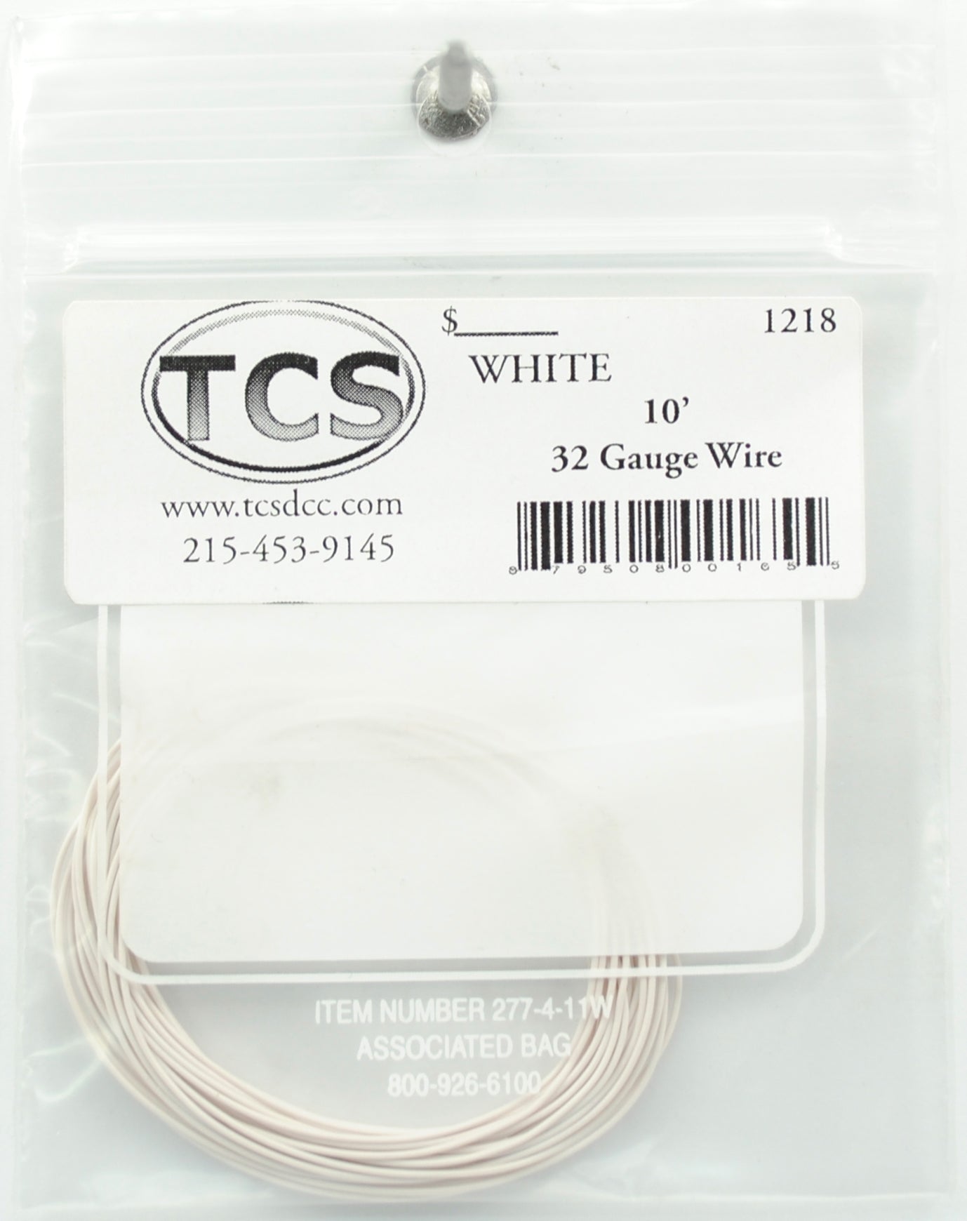 Train Control Systems 1218 10' of 32 Gauge Wire, White
