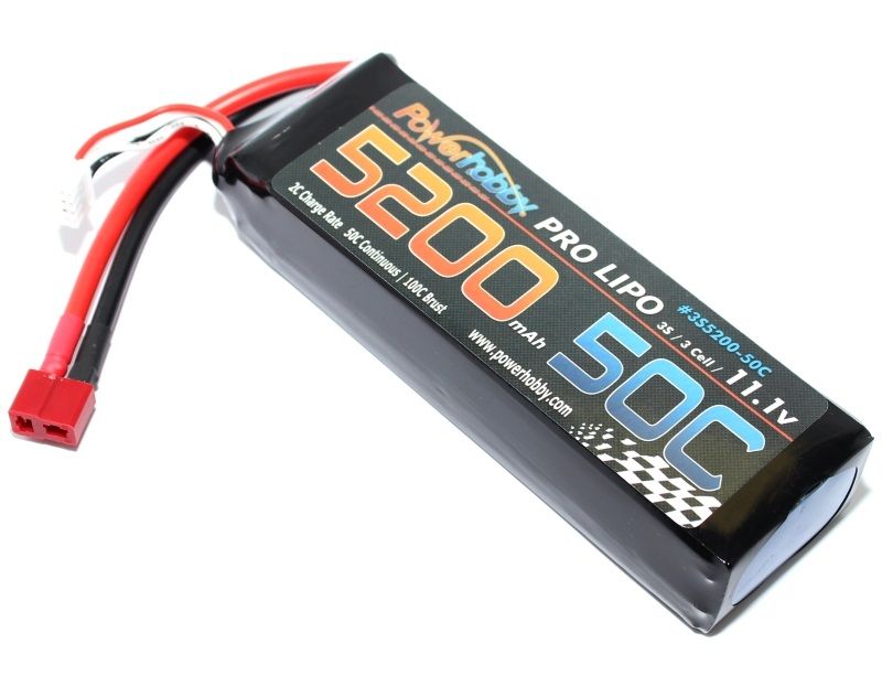 Power Hobby 3S520050CDNS 5200mAh 11.1V 3S 50C LiPo Battery with Hardwired T-Plug