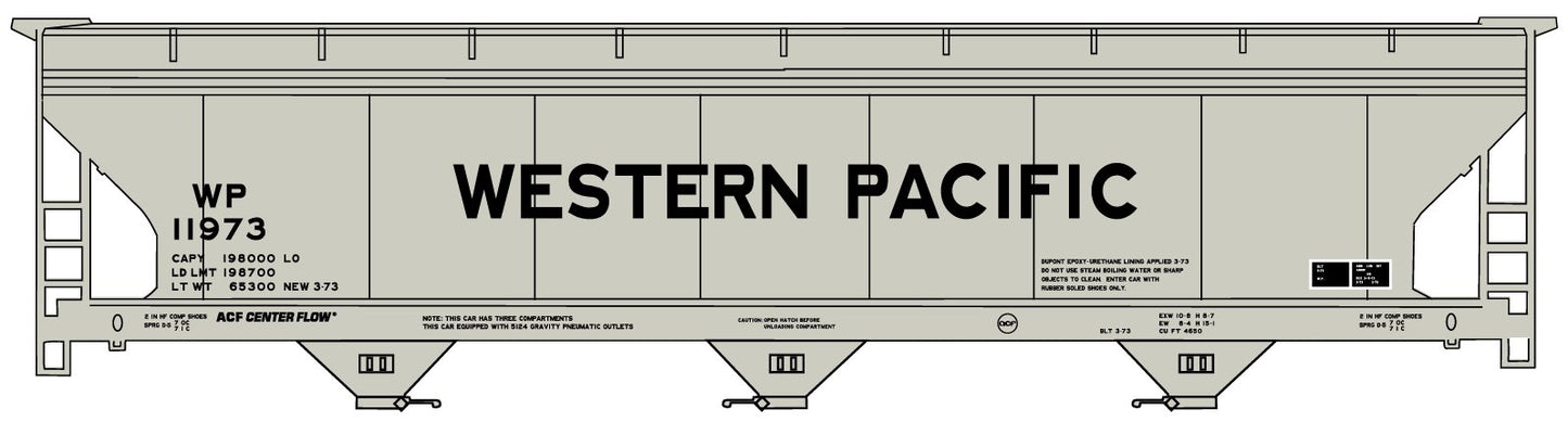 Accurail 2111 HO Western Pacific 2000 Series ACF 3-Bay Covered Hopper Kit