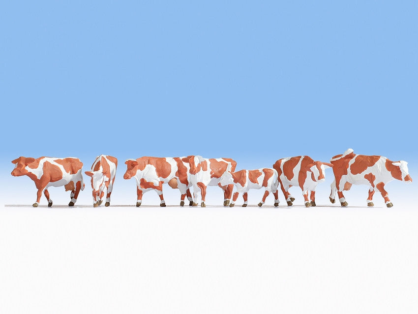 Noch 15726 HO Brown/White Cows Figures (Set of 7)
