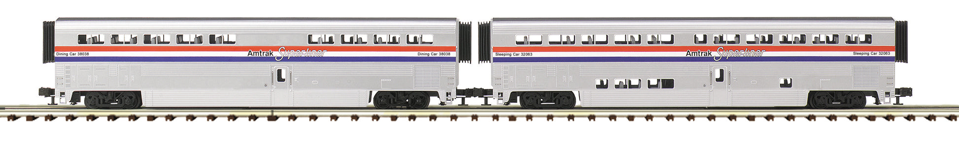 MTH 20-61040 O Amtrak 70' Superliner Phase III Sleeper/Cafe Set (Set of 2)