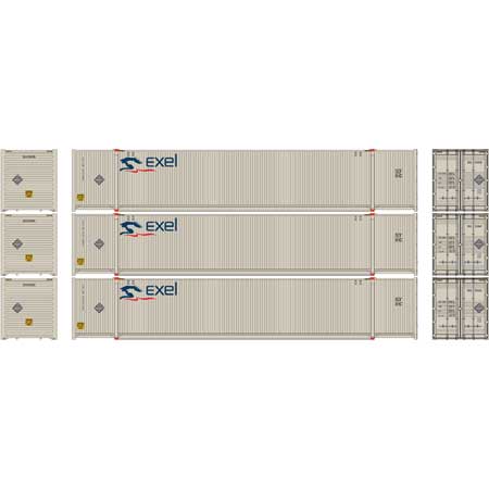 Athearn 26650 HO Scale Exel RTR 53' CIMC Container #2 (Set of 3)