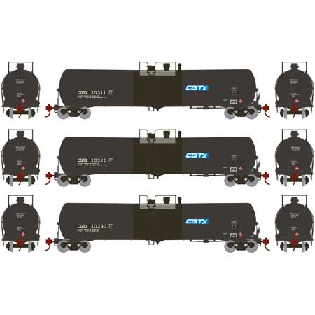 Athearn 28254 HO CGTX RTR 30,000 Gallon Ethanol Tank Car #3 (Set of 3)