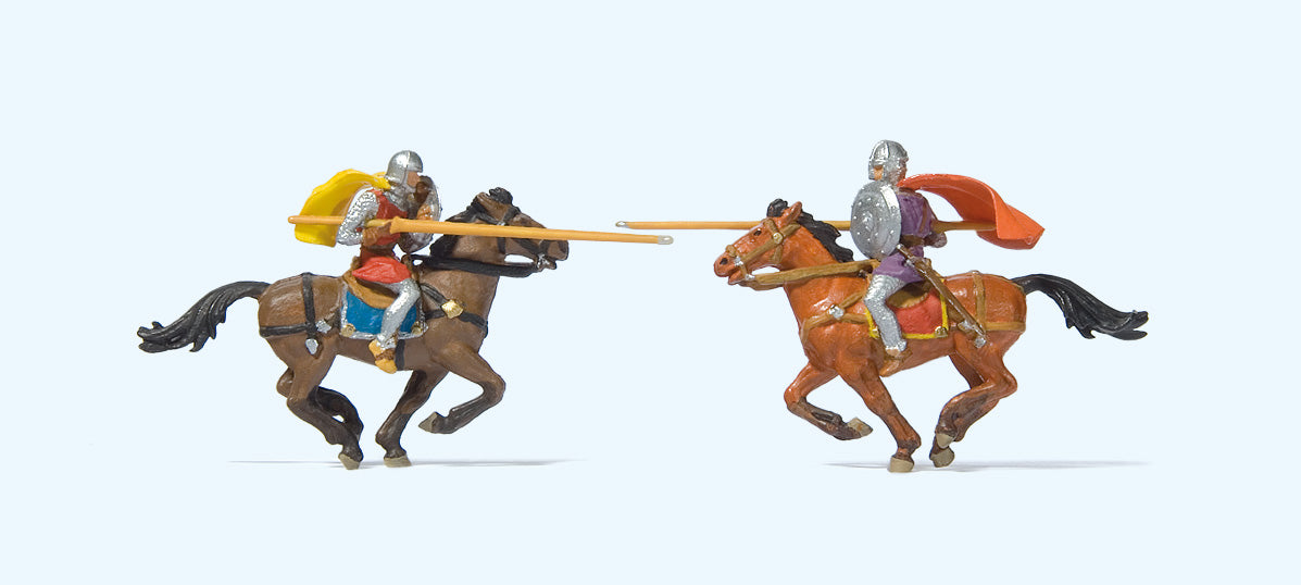 Preiser 24763 HO Knights Tournament with Horses Figures (Set of 2)