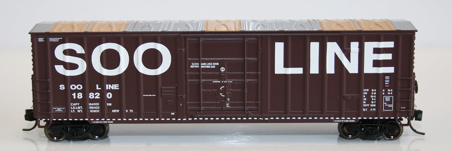 Fox Valley Models 81816 N SOO Line 7 Post Boxcar with Panel Roof #18824 LN/Box