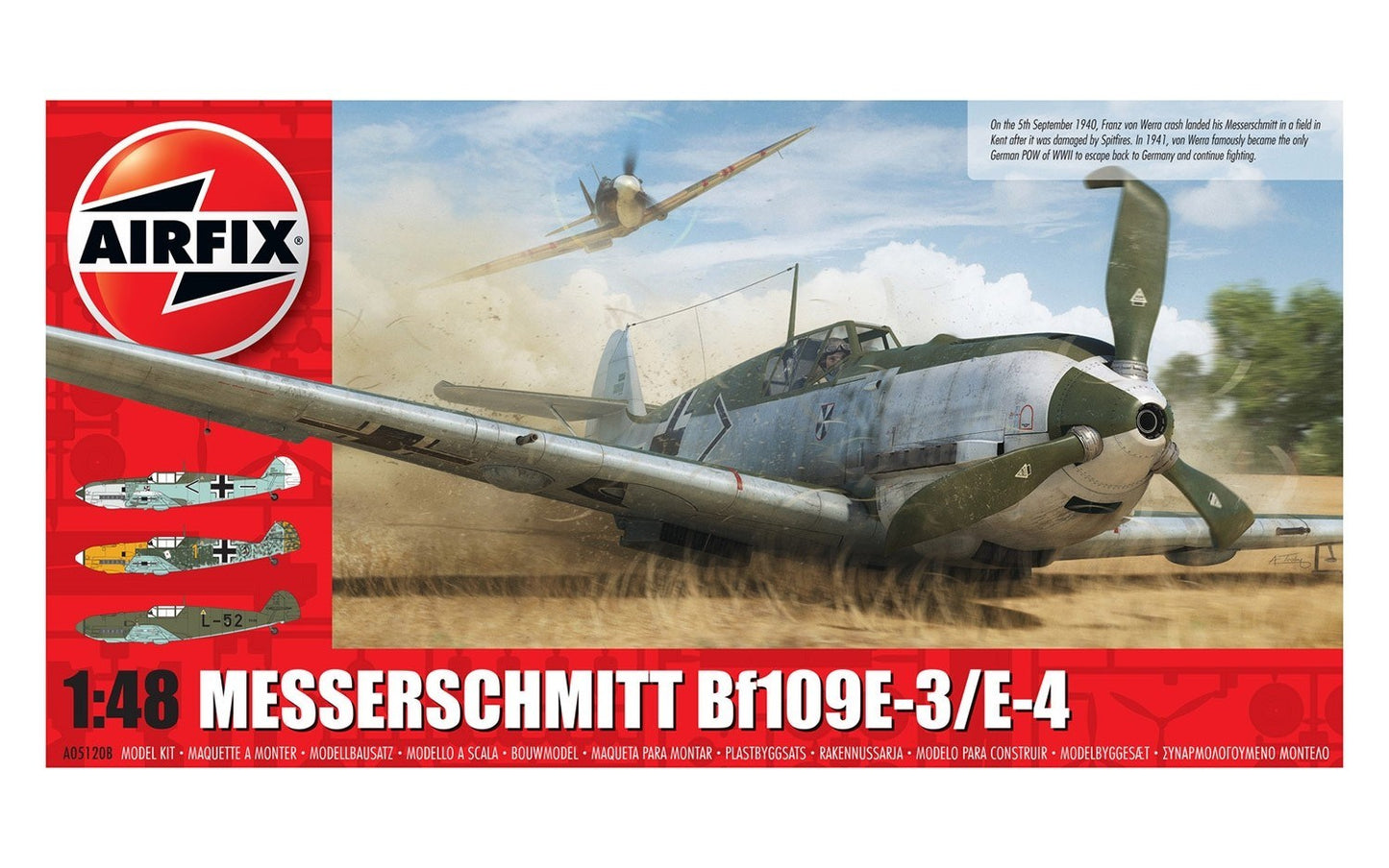 Airfix Products A05120B 1:48 Messerschmitt Bf109E-3/E-4 Military Plane Kit